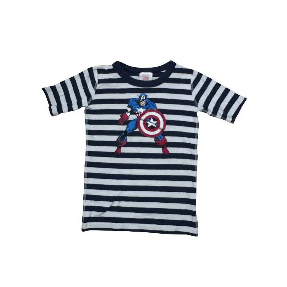 HANNA ANDERSSON Marvel Captain America Short John Pajama Set Size 10 140 Kid